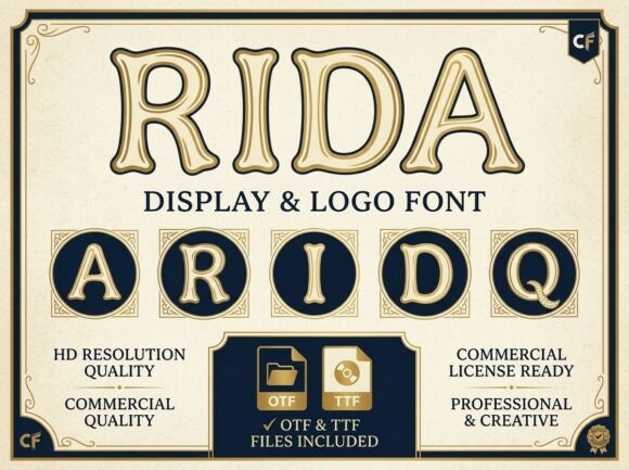 Rida: A Premium Vintage Display Font for Editorial Design